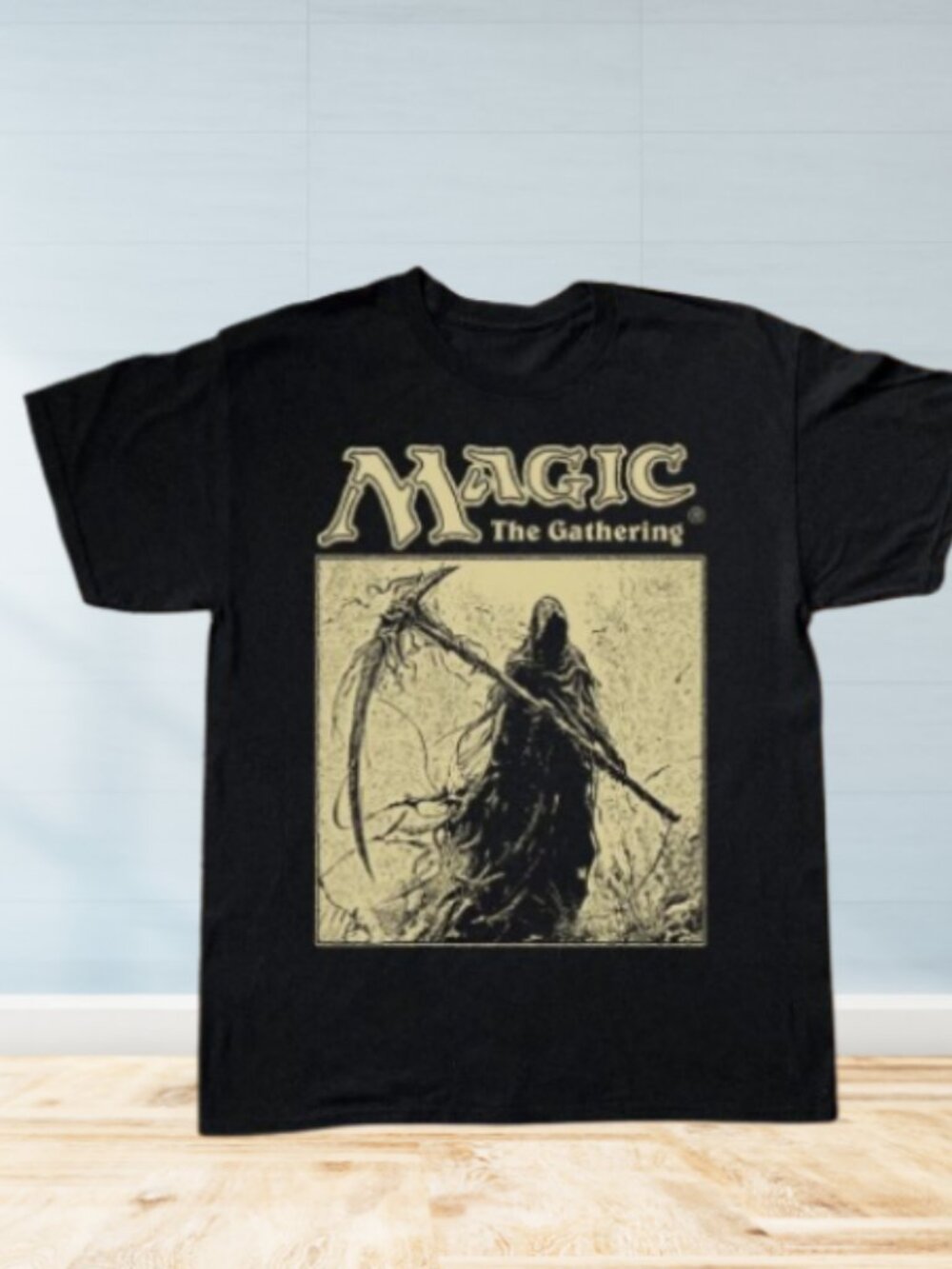 92s Black Retro M-Magic In Hell "The-Gathering-Grim-Reaper" T-Shirt